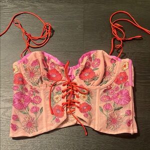 For Love & Lemons Floral Corset Bra Top - SIZE: S